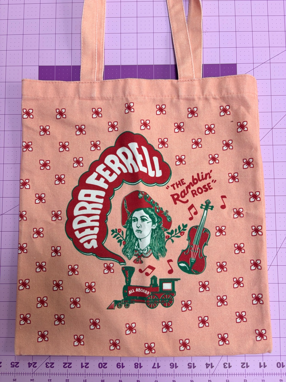 Sierra Ferrell 'The Ramblin' Rose' Pink Graphic Tote Bag